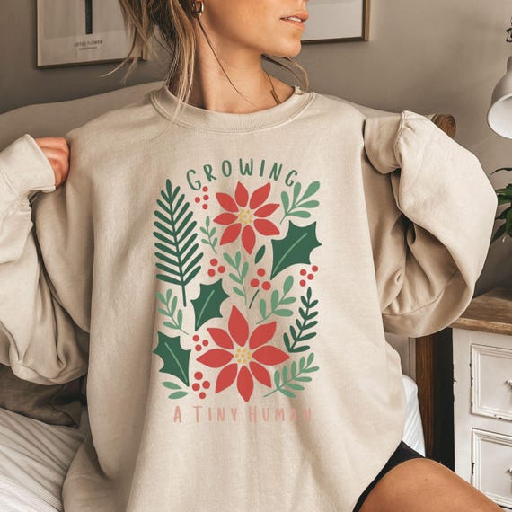 Christmas Expecting Mom Sweatshirt, Holiday Pregnancy Announcement Shirt, New Mom Shirt, Christmas Pregnancy Shirt, Seasonal maternity shirt