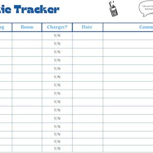 Printable Walkie Talkie Tracker