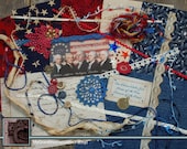 Patriotic. Mixed Media Kit, Fabric Photo Snippet Roll, Slow Stitch, Crazy Quilting, Inspiration Kit, Embellishment Kit. MM-152