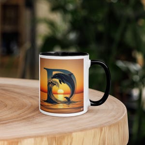 Taza color interior con divertidas letras de colores y animales