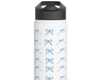Bow Design Stainless Steel Water Bottle, Insulated Floral Drinkware