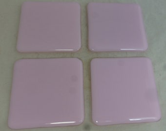 Rose Pink Hand Crafted Glass Drinks Coasters - Designer Art Studio Fused Glass - Set of 4 Pink Coasters - Handmade Drinks Barware Girl Gift