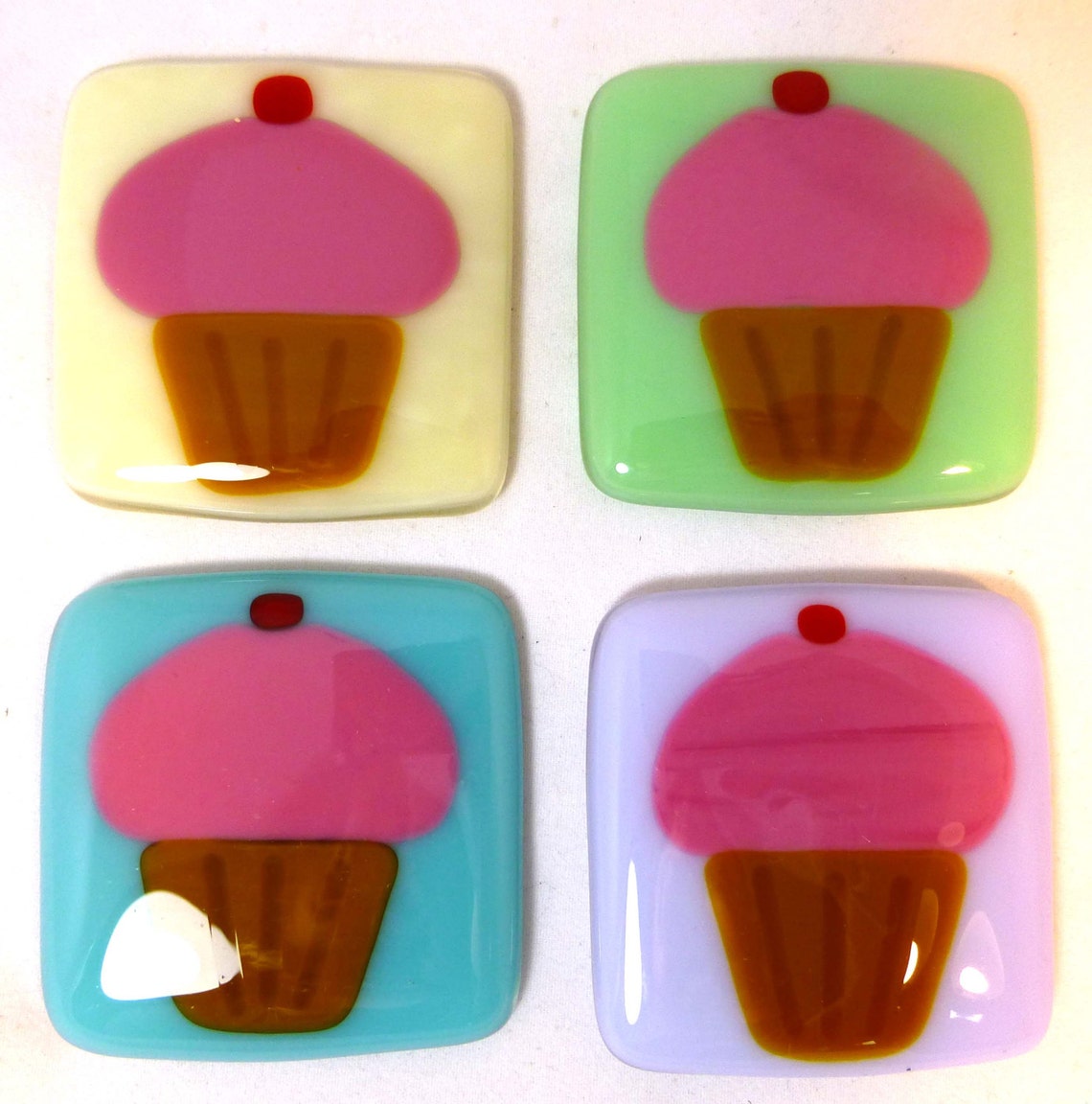 Fused Glass With Yummy Pink Cupcakes With Pastel Etsy