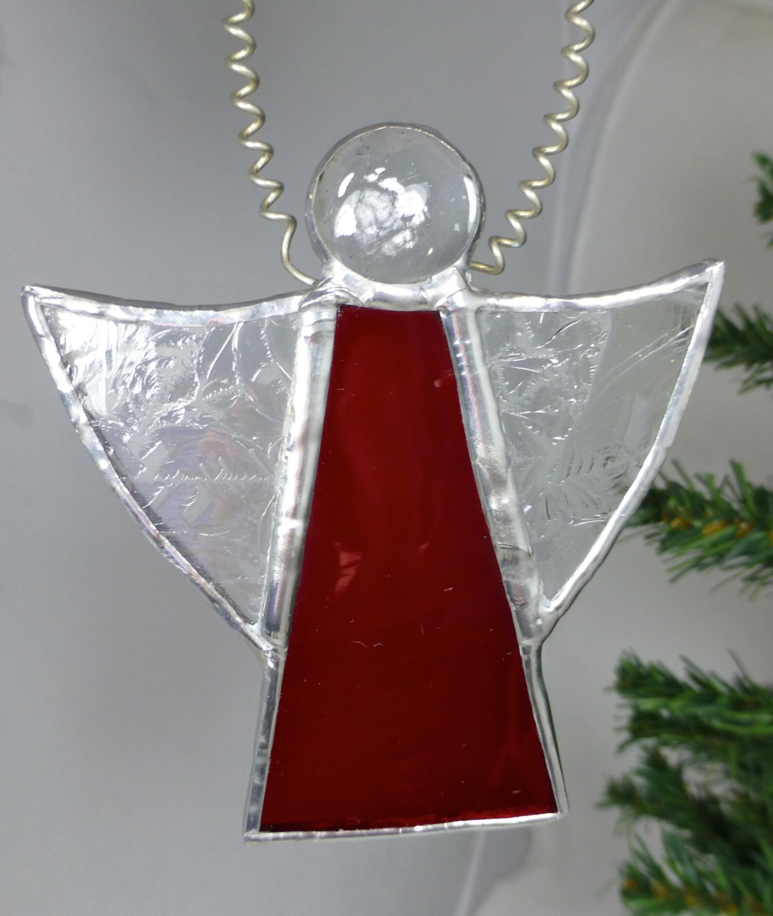 Stained Glass Angel Handmade Hanging Angel Decoration Red Etsy