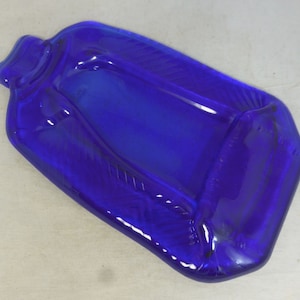 Flat Haig Clubman Single Grain Scotch Whisky 70cl Cobalt Blue Glass Bottle - Upcycled Flattened - Cheese, G&T Lemon, Spoon Rest 8.75 x 5.5in