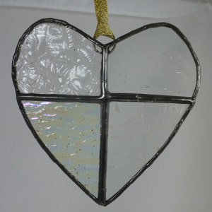 Stained Glass Transparent Clear Glass Love Heart Light Catcher - Hand Made – Glass Gift