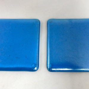 Glass Coasters in Deep Turquoise with Silver Iridescent surface - set of 2 - Hand Made – Glass Gift – Drinks Barware