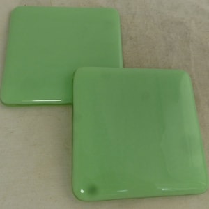 Mint Green Glass Handmade Set of 2 Glass Coasters - Pastel Green Art Glass Drinks Mats - Hand Crafted Drinks Barware - Glass Gift