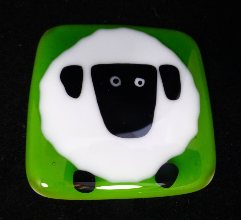 Big Fat Sheep Hand Made Fused Glass Fridge Magnet