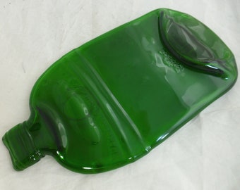 Flat Charles Tanqueray London Gin Bottle Genuine Green Glass 1 litre Pineapple 10.5x5.5 in - Cheese G&T lemon Spoon Rest - Upcycled Gin Gift