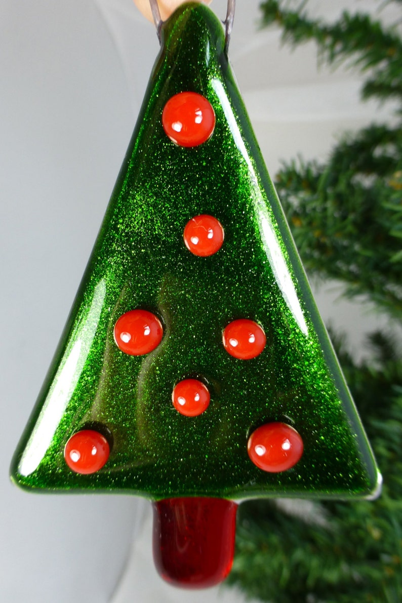 Fused Glass Christmas Tree in Sparkling Green Aventurine Art Etsy