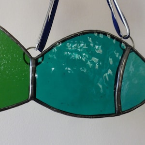 Stained Glass Fish - teal / turquoise / green - Glass fish Suncatcher