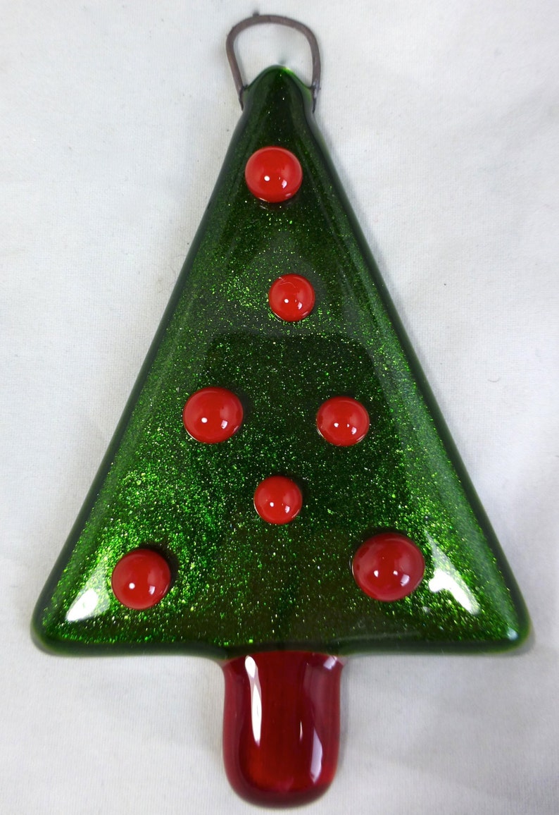 Fused Glass Christmas Tree in Sparkling Green Aventurine Art Etsy