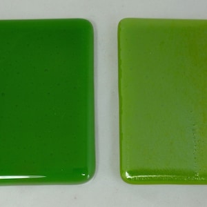 Hand crafted Fused Glass Coasters in Iridescent green and opal green - set of two - made to order - drinks barware - hand crafted glass gift