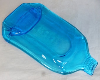 Blue Flat Bombay Sapphire Gin Bottle - Upcycled and flattened - 1 L Bombay Sapphire Gin Bottle - Cheese, G&T Lemon, Spoon Rest - 10.5 x 6 in
