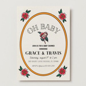 Trad Tattoo Baby Shower Invitation: Editable Old School Design (Digital Download Template