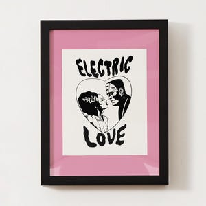 Frankenstein & Bride Tattoo Print: Electric Love Horror Art (Digital Download 8x10