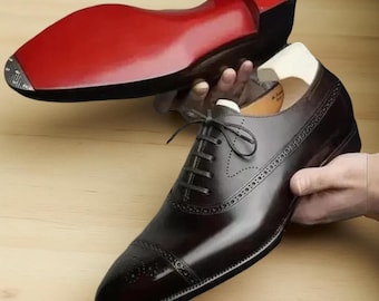 Christian Louboutin Handmade Black Leather Oxford Flats for Men