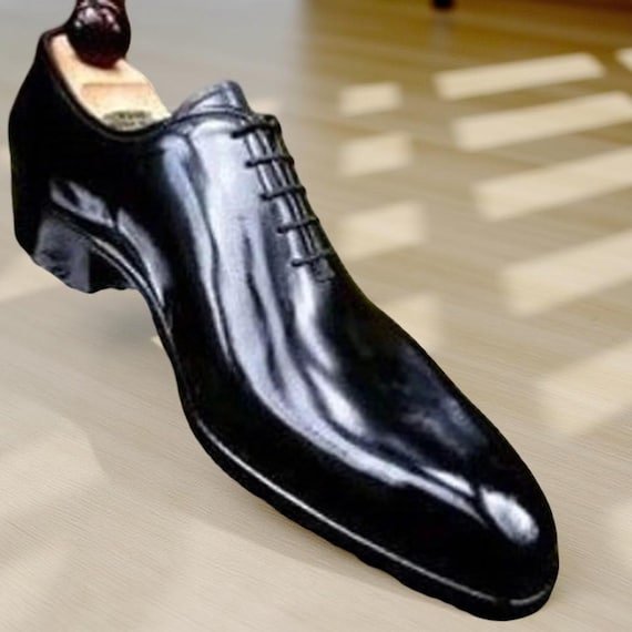 Handmade Black Leather Wholecut Oxford Full Grain Leather Men's Dress Shoes