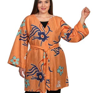 100% Linen Kimono Watercolour Floral Printed | Oversize Boho Beach Cover-Up | Limited edition.