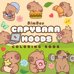 Capybara Coloring Book: 7 Kawaii Moods, Printable & iPad Friendly (PDF Download)