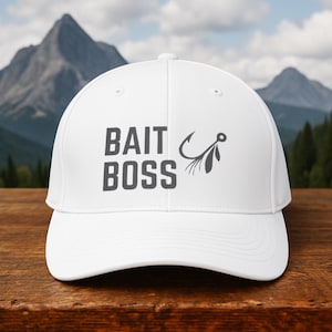 Embroidered &quot;Bait Boss&quot; Fishing Hat: Funny Fisherman Dad Cap