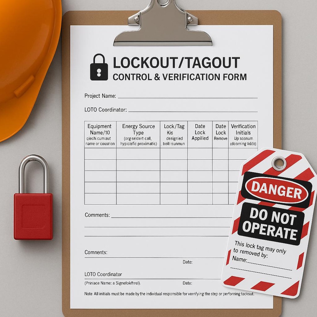 Lockout/tagout (LOTO) Control & Verification Form – Printable One-page ...