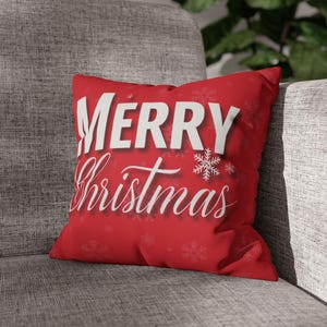 Taie d'oreiller avec inscription Joyeux Noël | Taie d'oreiller carrée en imitation daim