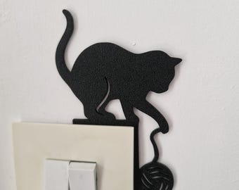 Décoration interrupteur chat joueur - chat pelote de laine- décoration interrupteur