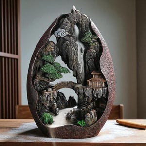 Backflow Incense Burner | Smoke Waterfall Resin Holder | Mountain River Censer for Aromatherapy | Meditation | Yoga | Home Decor