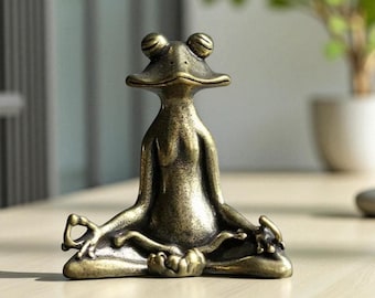 Meditating Frog Incense Holder – Antique Brass Stick Burner | Zen Yoga Decor | Animal Lover Gift | Meditation Ornament | zen incense burner