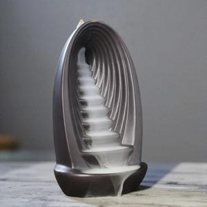 Spiral Waterfall Incense Burner - Backflow Cone Holder | Ceramic Smoke Fountain | Zen Decor | Aromatherapy and Meditation Gift