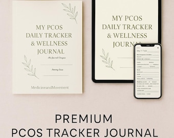 PCOS Journal oder Tagebuch | Druckbares & digitales PDF | 30-Tage-Hormon Tagebuch | symment tracker für Frauen | Medizinund Bewegung