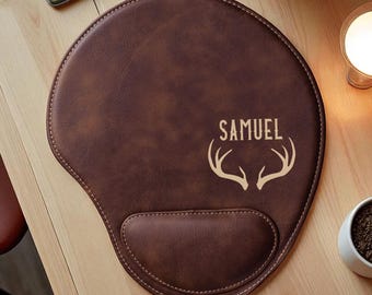 Personalized Leather Mouse Pad – Custom Mouse Pad with Logo or Monogram – Gift for Boss, Coworker, Teacher, Him & Her, Christmas Gift