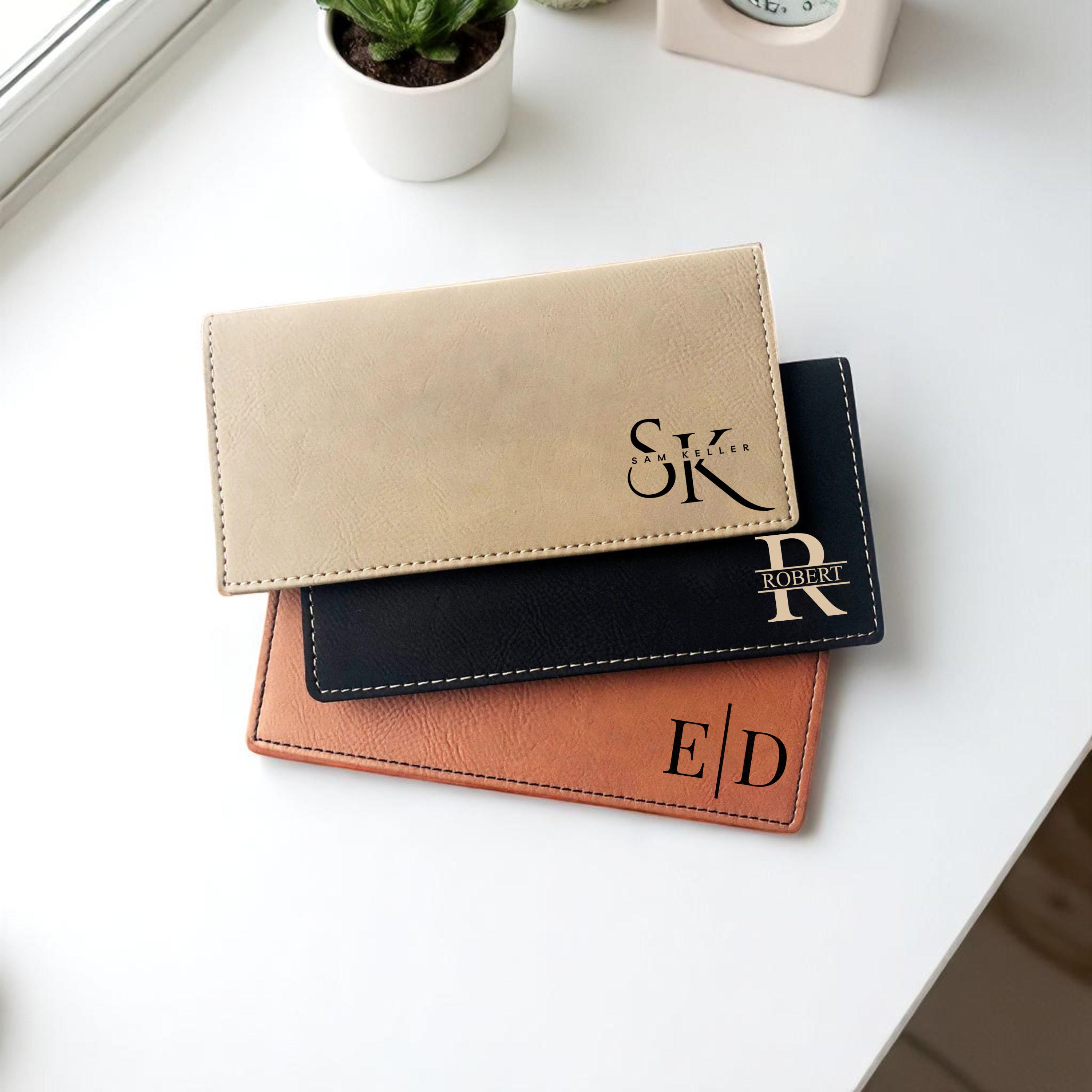 Custom Leather Checkbook Cover – Personalized Checkbook Wallet, Vegan Leather Holder, Gift for Him or Her, Custom Checkbook Case