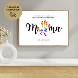 Handprint template for mom | Digital download gift | DIY children&#39;s handprint print | Gift from children | A4 PDF to print