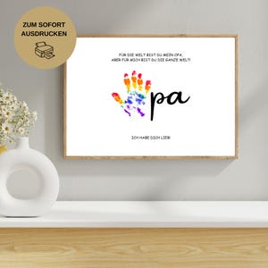 Grandpa&#39;s Handprint Template | Digital Download Gift | DIY Children&#39;s Handprint Print | Gift from Grandchildren | A4 PDF to Print