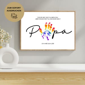 Handprint template for dad | Digital download gift | DIY children&#39;s handprint print | Gift from children | A4 PDF to print
