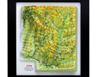 Zion National Park 3D Raised Relief Map