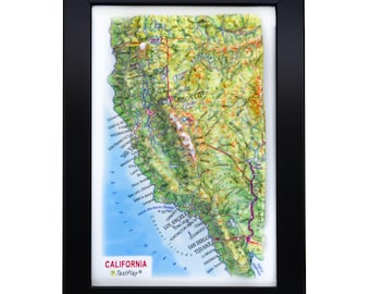 California 3D Raised Relief Map
