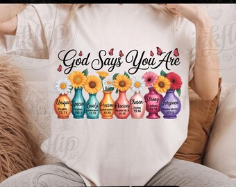 Floral Vases Christian PNG Sublimation Design, Bible Verse Affirmations (Digital Download)