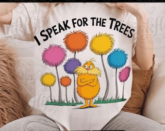 Ik spreek voor de bomen, png, cartoon bosbeschermer, natuurliefhebber ontwerp (digitale download)