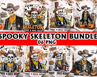 Spooky Western Skeleton Halloween PNG Bundle (Digital Download)