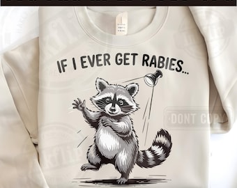 Funny Raccoon Vintage Design: Rabies Biting List PNG SVG (Digital Download