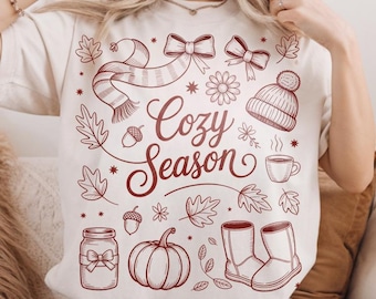 Cozy Season PNG: Retro Fall Design for Autumn Shirts (Digital Download)