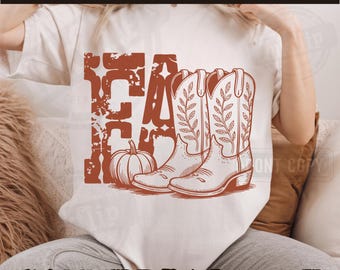 Western Fall PNG Bundle, Cowgirl Boots, Autumn Sublimation (ai, svg, png, pdf)