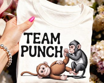 Team Punch Viral Monkey Shirt PNG, Humor Animal Graphic (Digital Download)