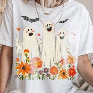 Halloween Fall Ghost, Boho Floral Fall Png, Retro Flower Ghost Png, Spooky Season Png, Girly Halloween Shirt Png, Trendy Png, Halloween Png