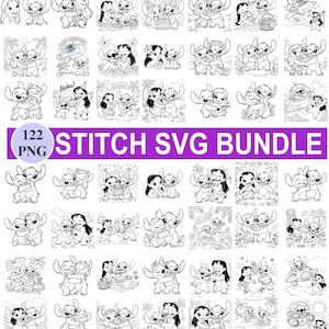 122 Stitch Files, Stitch SVG, Lilo and Stitch Svg, Stitch Bundle, Stitch PNG, Stitch Clipart, Cricut SVG, Silhouette svg, Stitch Layered