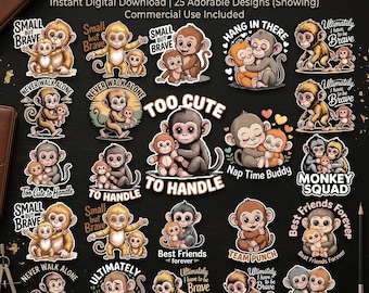Punch Baby Monkey PNG Bundle, Viral Emotional Graphics (Digital Download)
